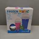 Slushie Cup, 2 Pack Slushy Maker Cup, Frozen Magic Squeeze Cups for Juice Milk Yogurt Ice Cream Make, DIY Smoothie Cooling Cup with Lid & Straw for Kids Friends Family (Blue+Pink)