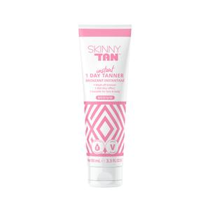 SkinnyTan 1 Day Instant Tanner - Self Tanning Lotion for Face and Body - Skin-Perfecting Coverage with Delicious Scent - Easy Rinse - Medium - 3.3 oz