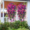 2PCS Garland Hanging Vines Artificial Morning Glory Hanging Faux Plants Realistic Home Office Decoration Indoor Outdoor for Outdoors Garden, Patio, Balcony, Farmhouse Decor