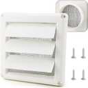 Cenipar 6" Louvered Vent Cover for External Wall Vent Cover Dryer Vent Cover with 4 Screws for Dryer Easy Installation(Plastic,White)