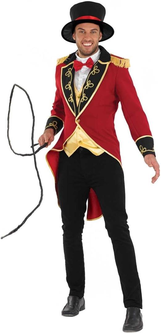 fun shack Ringmaster Costume for Men, Circus Ring Master Outfit, Carnival Costume for Themed Events and Parties (Large, Red)