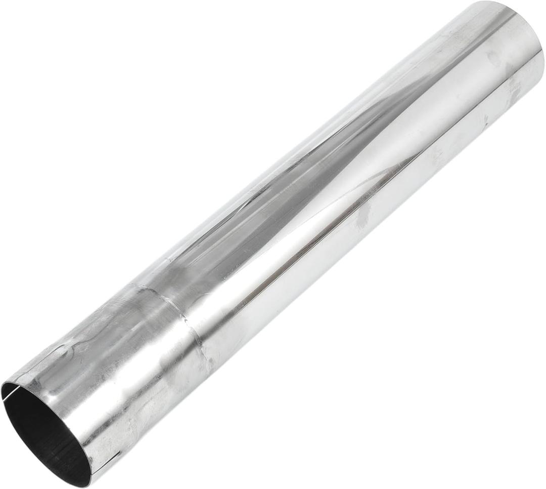 Motoforti 80mm/3.15" OD Straight Mandrel Exhaust Pipe Tube 457mm/18 Length T304 Stainless Steel Piping with Cutted End Universal Fitment Silver Tone
