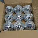 Suwimut 9 Pack Mirror Disco Ball, 4 Inch Small Mirror Ball Ornaments Silver Hanging Disco Balls with Attached String for Reflect Light, Party Favor, Home Bands Decorations, Stage Props, Christmas