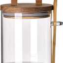 Coriario 27 OZ Glass Jar with Airtight Lid Spoon Clear Glass Coffee Jars Wooden Handle Lids Wide Mouth Glass Storage Canister for Food Candy Kitchen