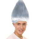 HPO Adult Unisex Multiple Color Options Straight Cosplay Halloween Troll Wig, Synthetic Soft Hair Fiber, Perfect for your next Festival and Group Anime Party. (Dark Grey)