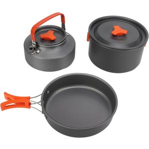 Bulin Camping Cookware Portable Lightweight Cooking Set Aluminum Non Stick Camping Pans and Pots with Kettle for 2-3 People for Outdoor Camping Hiking Backpacking Picnic 