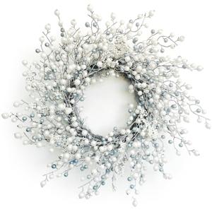 Huashen 24 Inch Winter Front Door Wreath Pearl White Berry Wreath Winter Wreaths for Front Door, Fireplace, Mantel, Xmas Christmas Décor