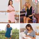 Ekouaer Button Down Nightgowns for Women Short Sleeve Nightshirt V Neck Sleepshirt for Sleeping Boyfriend Pj Dress S-2XL (Gray, XXL)