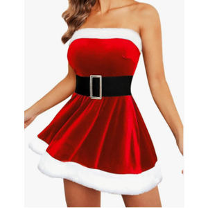 Avidlove Christmas Dress Santa Clause Outfit Mini Dress Casual Swing Dress with Santa Belt
Size M