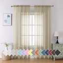 Aiyufeng Taupe Sheer Curtains 84 Inches Long 2 Panels Set, Semi Transparent Voile Rod Pocket Sheer Window Drapes for Bedroom Bed Canopy Living Room Dining Wedding Party Backdrop, 40W x 84L inch