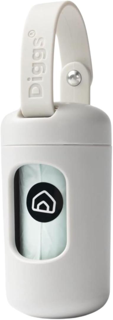 DIGGS Dog Poop Bag Dispenser for Leash - Premium Dog Waste Bag Holder with Easy One-Hand Dispensing (Ash)