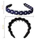2-in-1 Decorative Hair Clips Non-Slip Grip - Nylon Braid Headbands for Women - Comfortable Accessories for All Types(braided blackMetal navy blue)