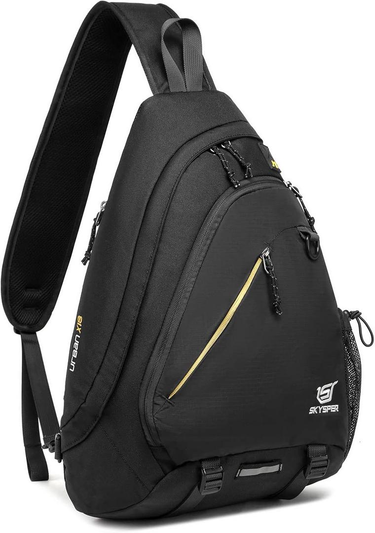 SKYSPER Sling Laptop Bag (Up to 13 Inch) - 18L Crossbody Sling Backpack Travel Shoulder Bag Hiking Daypack for Men Women(Black)