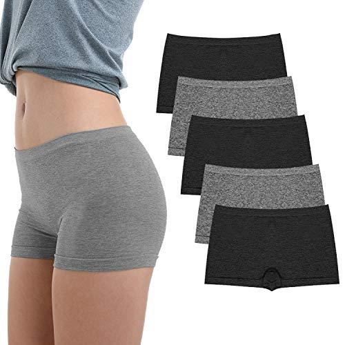 LALESTE Women's Boyshort Underwear Full Coverage Seamless Panties Soft Stretch Boxer Briefs 5 Packs, Size L