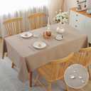 Alsoo Rectangle Tablecloth 60×75 Inch Linen Waterproof Stain Resistant Table Cloths Wrinkle Free Wipeable Table Cover for Dining/Party/Buffet/Wedding/Kitchen, Anti-Shrink Washable, Light Brown