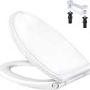 Universal Toilet Seat Elongated with Soft Close Cover, Oval Toilet Seat Replacement with Toilet Bolts Hinge and Bumpers, Compatible with Kohler, American Standard, TOTO, One-click Release, White