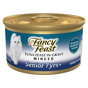 PURINA Fancy Feast High Protein Senior - (24) 3 oz. Cans pecially made for cats age 7 and up, minced texture, No Artificial Colors or Preservatives Amazon's Choice, Best By Mar 2028
