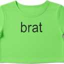 Neon Green Brat Crop Top for Womens - Women Mens Tee Shirts Babe Party Cosplay Halloween Costumes (Medium)