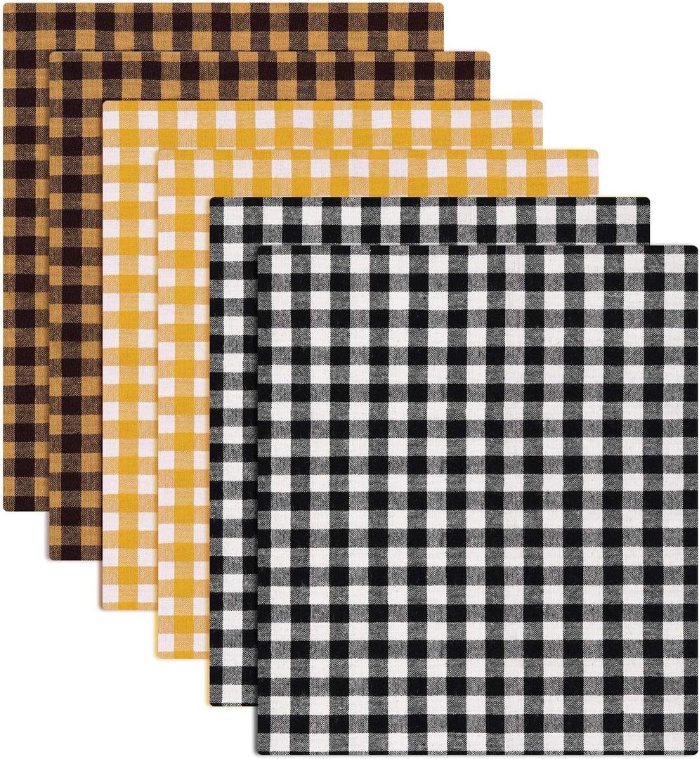 6 Pieces Thanksgiving Cotton Fabric Bundles 18 x 20 Inch Plaid Cotton Fabric Craft Bundle Patchwork for Thanksgiving Quilting Sewing DIY Scrapbook Craft Fabric Supplies