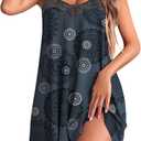 Ekouaer Nightgown Sexy Lingerie for Women Nightwear Lace Chemise Sleeveless Camisole Slip Dress Babydoll Sleepwear (3X-Large, Grey Geometric)