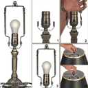 7 8 9 10 inch Lamp Shade Harp Holder,Antique Brass Lamp Harp Kit,Fit Both Standard Lamp Rod and E26 Light Base UNO Fitter Adapter,with 2 Shade Attaching Finial Top (Bronze Color - 1 Set)