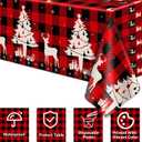 2 x 4 Pack Christmas Checkered Tablecloth Buffalo Plaid Snowflake Table Cover 51 X 86'' Disposable Rectangle Red and Black for Xmas Party Decor Winter Holiday