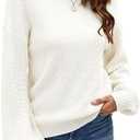 Naggoo Women's Long Sleeve Crew Neck Casual Chunky Knit Pullover Sweaters Tops Size XL