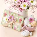 2 x WRAPLULU Easter Wrapping Paper - 4 Jumbo Sheets, 28 * 40 Inches - Green Bunny Gift Wrap with Carrots, Ice Cream, Eggs and Floral, Perfect for Kids Easter Spring Birthday