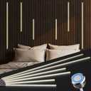 LED Recessed Lighting for Slat Wall Panels - 6PCS Self-Adhesive Dimmable LED Light Strips, 3000K Warm White with Touch Control, for Wood Wall Panels, Stairs, Headboard, Under Cabinet Decor