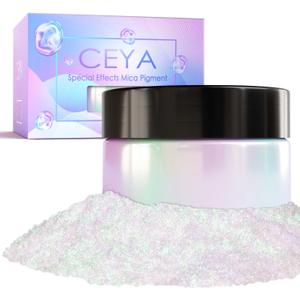 Ceya Chameleon Mica Powder, 1.8oz/ 50g Aurora Chrome Nail Powder, Cosmetic Grade Pearlescent Effect Color Shift Pigment for Epoxy Resin, Makeup, Nail Polish, Soap Dye, Candle Making, Craft,Slime,Paint