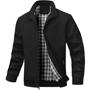 Wizoat Men's Bomber Jacket Lightweight Casual Windbreaker Jackets Zip Up Coat (3X-Large, Black)