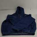 PINSV Women's Half Zip Sweatshirt Denim Hoodie Pullover Jacket Jean Tops (Large, Dark Blue)