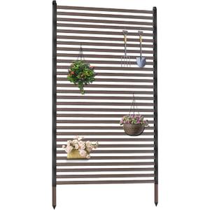 Outdoor 3FT x 6FT Metal Privacy Screen, Privacy Fence Panels for Outside, Decorative Room Divider, Tall Fence Sticks for Backyard Patio Garden, Brown