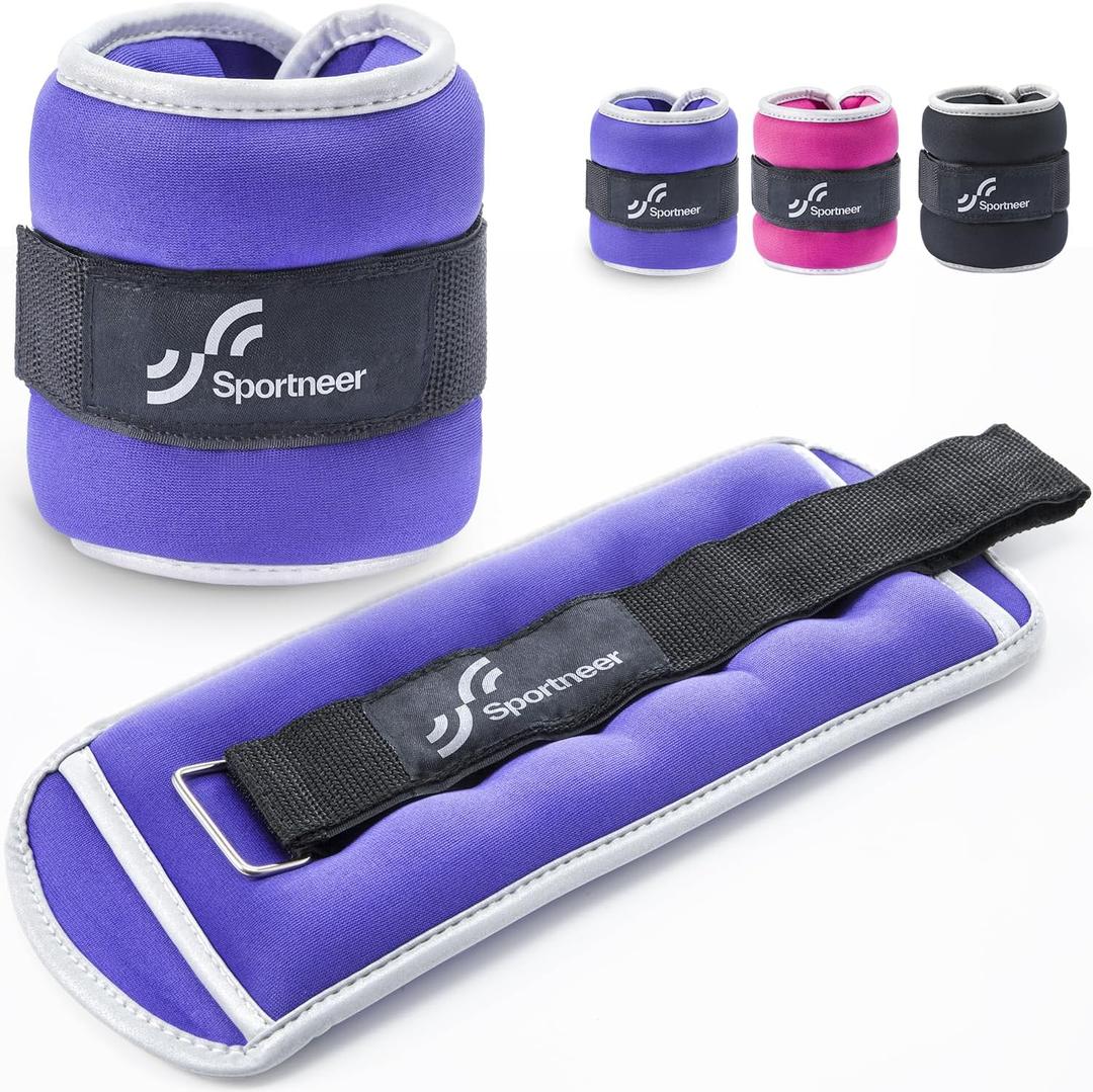 Sportneer Ankle Weights Wrist Weights for Women and Kids, Strength Training Wrist Hand Cuff Weights Set Comfortable and Soft Perfect for Dancing Running Walking Fitness Workout, 0.5 lbs Each Pack, 1 Lbs Pair (Purple)
