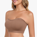OBICUM Strapless Bras for Women Non-Slip Silicone Bandeau Bra Comfortable Bra Brown S