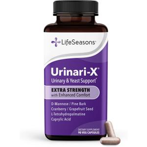 Urinari-X Extra Strength with Enhanced Comfort - Urinary Tract Support - Fast UTI Relief - Vitamin Supplement for Bladder Function - D-Mannose, Cranberry, Pinebark, Uva Ursi & Grapefruit - 90 Capsules, BBD 01/2029