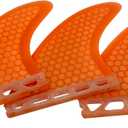 UP SURF Surfboard Tri Fin Single Tab M Size Fiberglass+Honeycomb Surfboard Fin G5 Thruster Set(White/Blue/Orange)