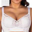 Wireless Minimizer Bras for Women Plus Size Lace Bralettes | No Underwire, Lightly Padded, Petal Pad, V Neck, Comfort Everyday Wear, Wirefree Supportive Bras for Large Bust, Size 36C-46G (White)