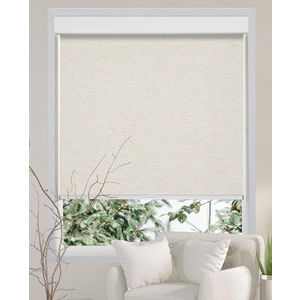 Persilux Free-Stop Cordless 100% Blackout Roller Window Shades for Home, Natural Woven Fabric UV Protection Privacy Roller Shades for Windows Blinds for Sliding Glass Doors, Bedroom, Cream 29"W x 72"H