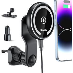 MAGJIEYX for Magsafe Car Mount Charger, Magnetic Wireless Charger for iPhone 12/13/14/15/16 17 Pro Max/Plus/Mini/Magsafe Case Air Vent and Dashboard Phone Holder with Fast 36W Adapter