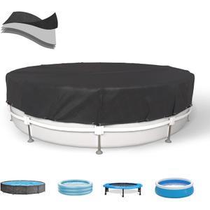 10FT Round Pool Cover, Stock Tank Pool Cover Protector with Pool Cover Accessories, Round Hot Tub Cover Ideal for Waterproof and Dustproof (Black)