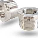 1" Male to 1/2" NPT Female Hex Bushing Reducer, 304 Stainless Steel NPT Reducing Adapter Pipe Fitting, Heavy Duty Pipe Hex Bushing for Reducing Pipe (1” MNPT x 1/2” FNPT)