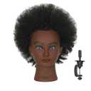 Real 100% Human Hair Kinky Curly Mannequin Head with Table Clamp Stand for Hairdresser Practice Braiding Styling Manikin Cosmetology Doll Training Head Bleaching Dyeing Curling Updos, Natural 