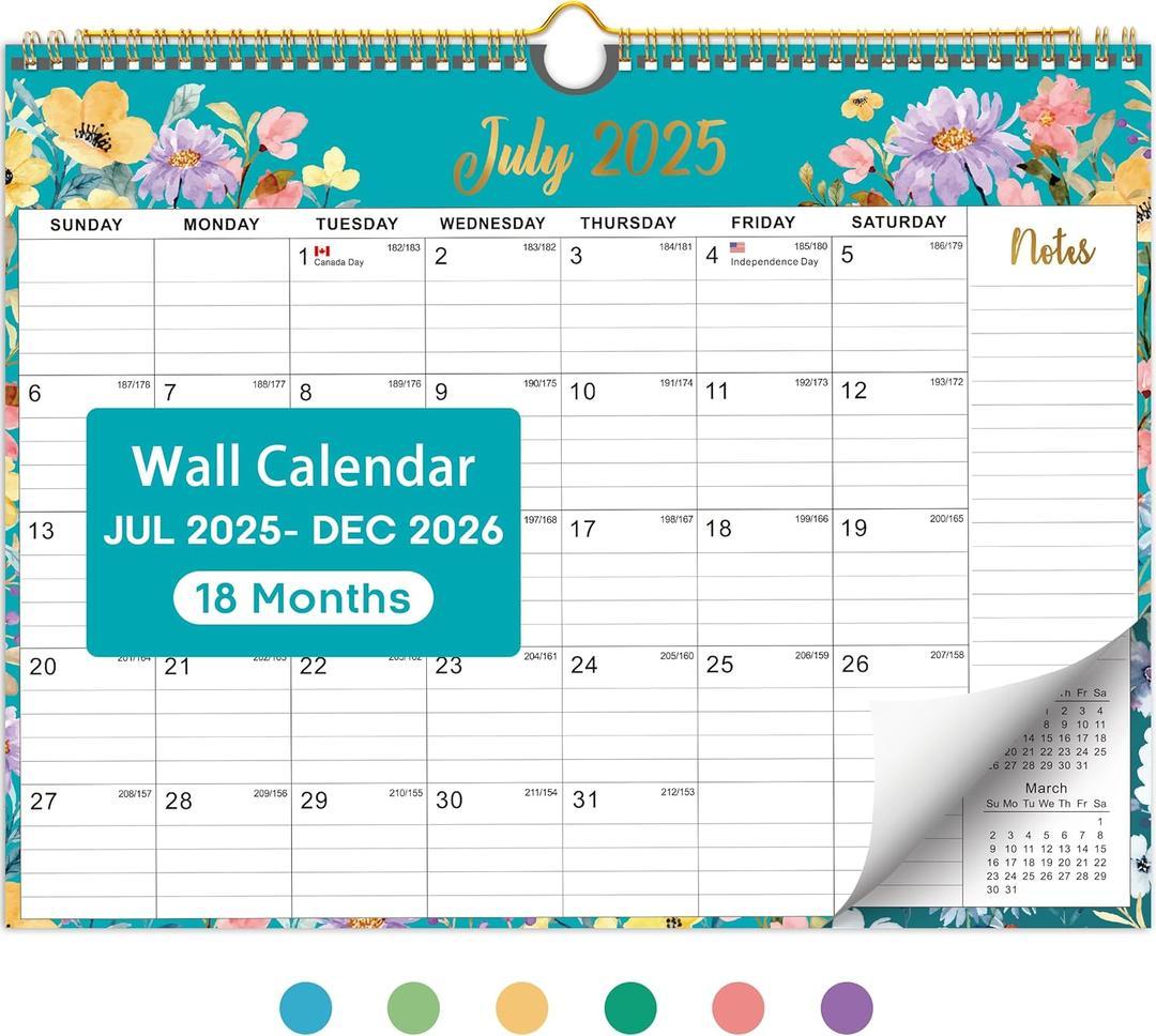 Desk Calendar 2025-2026, AgePlace Large 22" x17" Wall Calendar 2025 Covers June 2025 - December 2026, Monthly Desktop Calendar with Different Watercolor Artwork for Each Month for Home & Office School