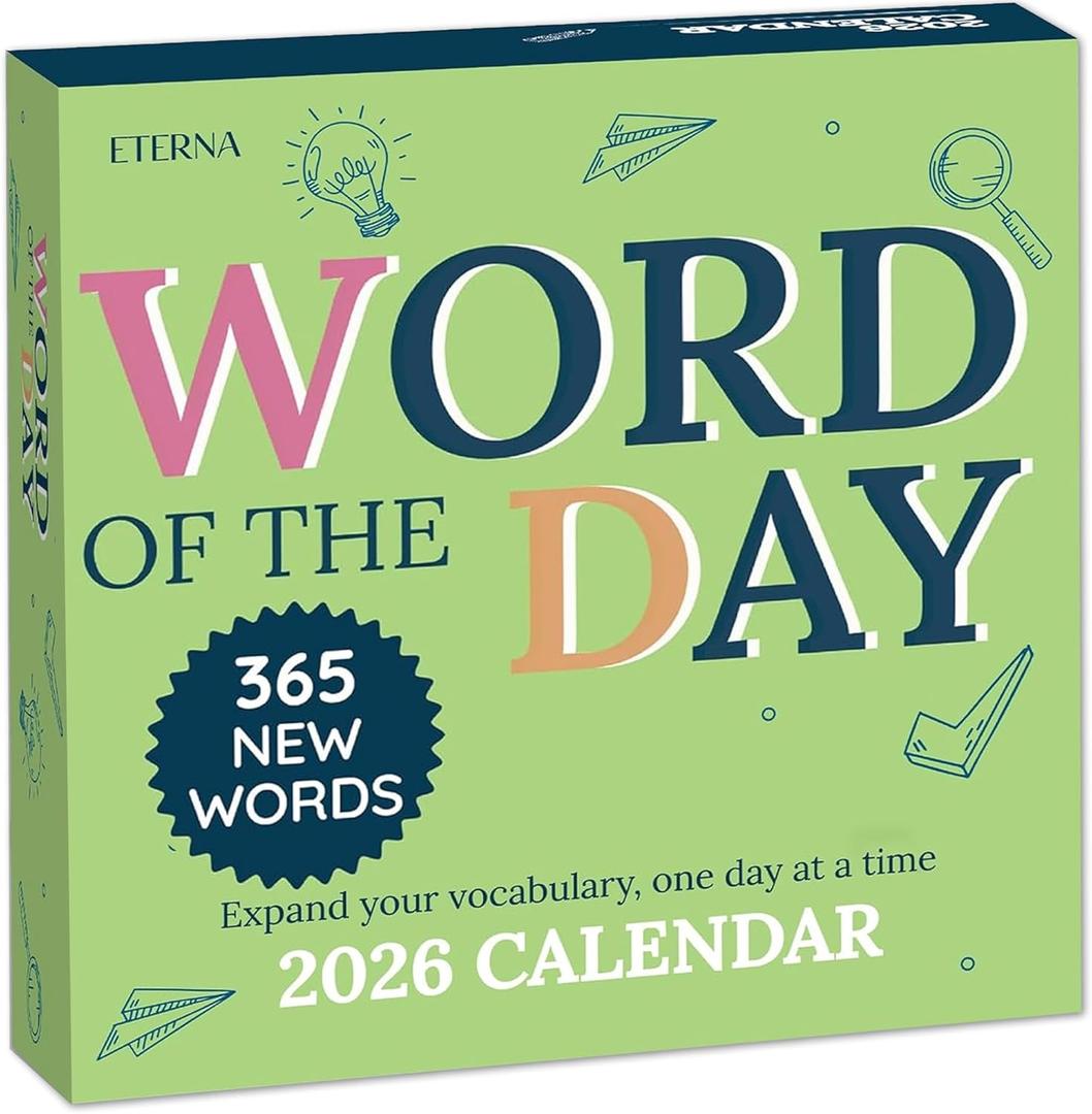 2026 Word of the Day Daily Calendar | Day To Day Tear Off Desktop Calendar with 365 New & Interesting Words & Definitions for Everyday of the Year, Fun Box Calendar Present For Men or Women, Christmas Stocking Stuffer Gift for Home or Office