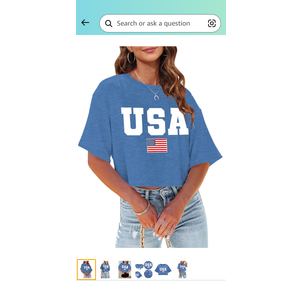 hohololo American Flag Crop Tops Women USA Crop Shirt Patriotic 4th of July Tee Memorial Day Tshirt Girls Crop Tops, M