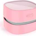 ODISTAR Desktop Vacuum Cleaner,Mini Table dust Sweeper Energy Saving,High Endurance up to 400 mins,Cordless&360 Rotatable for Cleaning Hairs,Crumbs,Computer Keyboard of Gifts for Kids (Pink)