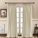 RYB HOME Velvet Curtains with Hooks for Bedroom, Pencil Pleated Curtains 84 inches for Nursery Kids, Ruffle Curtains & Drapes for Living Room, Beige, W 52 x L 84 inches, 2 Panels