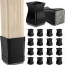 Square Chair Leg Protectors for Hardwood, 16Pcs Silicone Chair Legs Caps to Prevent Floor from Scratches and Reduce Noise, Easy to Move(1.25 Inch Black).