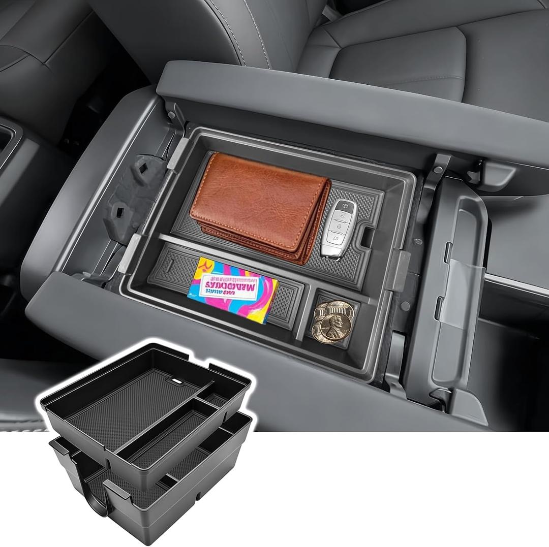 2PCS Center Console Organizer for 2024 2025 2026 Lexus TX Accessories | TX350/TX500h/TX500h+ Interior Insert Tray, Double Layer ABS Material Storage Box, with Non-Slip Mat Extra Compartments